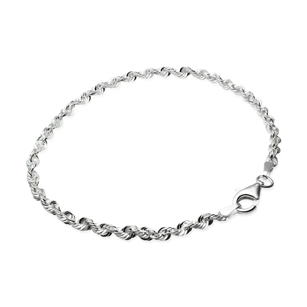 Sterling Silver 3mm Twist Rope Chain Bracelet, 8 Inches-3