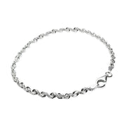 Sterling Silver 3mm Twist Rope Chain Bracelet, 8 Inches
