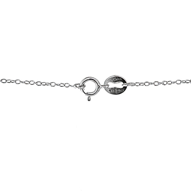 Sterling Silver CZ Station Dainty Chain Bracelet, 7 Inches