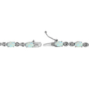 Sterling Silver Created White Opal 6x4mm Oval Infinity Bracelet with White Topaz Accents