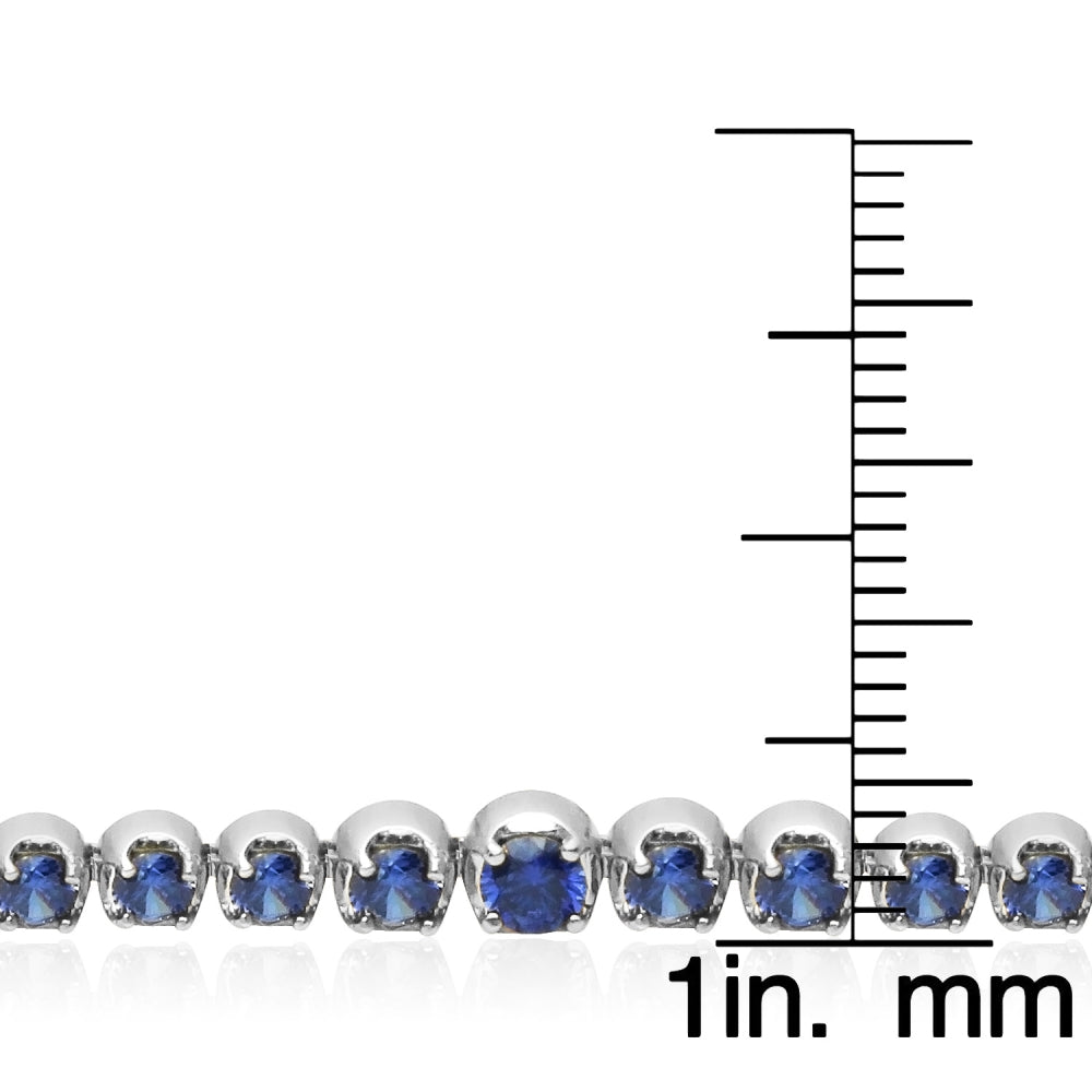 Sterling Silver Blue Cubic Zirconia Round Graduated Adjustable Bolo Bracelet-4