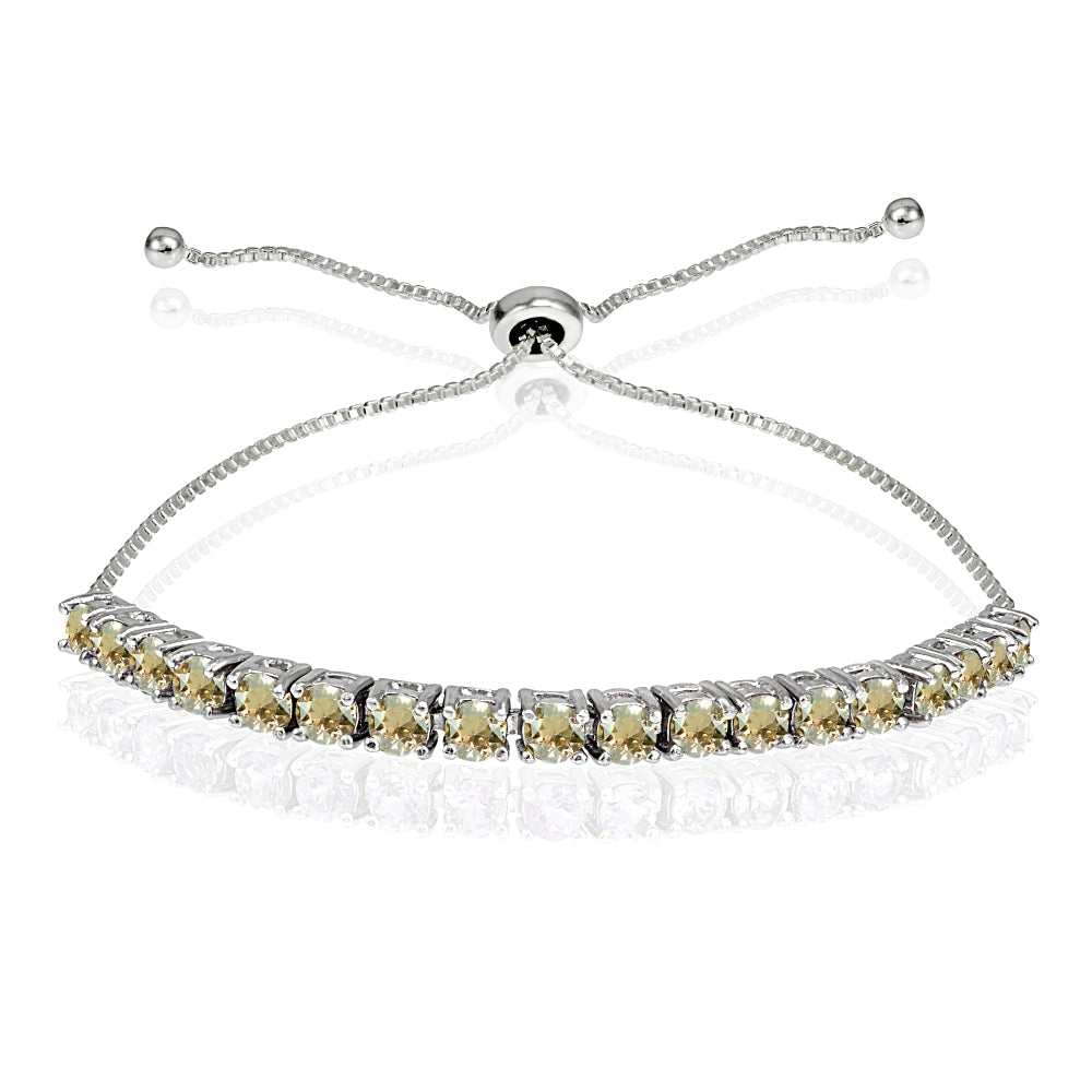 Sterling Silver 3mm Golden Shadow Round-cut Bolo Adjustable Bracelet made with Swarovski Crystals