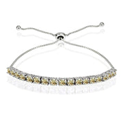 Sterling Silver 3mm Golden Shadow Round-cut Bolo Adjustable Bracelet made with Swarovski Crystals