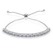 Sterling Silver 4mm Clear Round-cut Bolo Adjustable Bracelet made with Swarovski Crystals