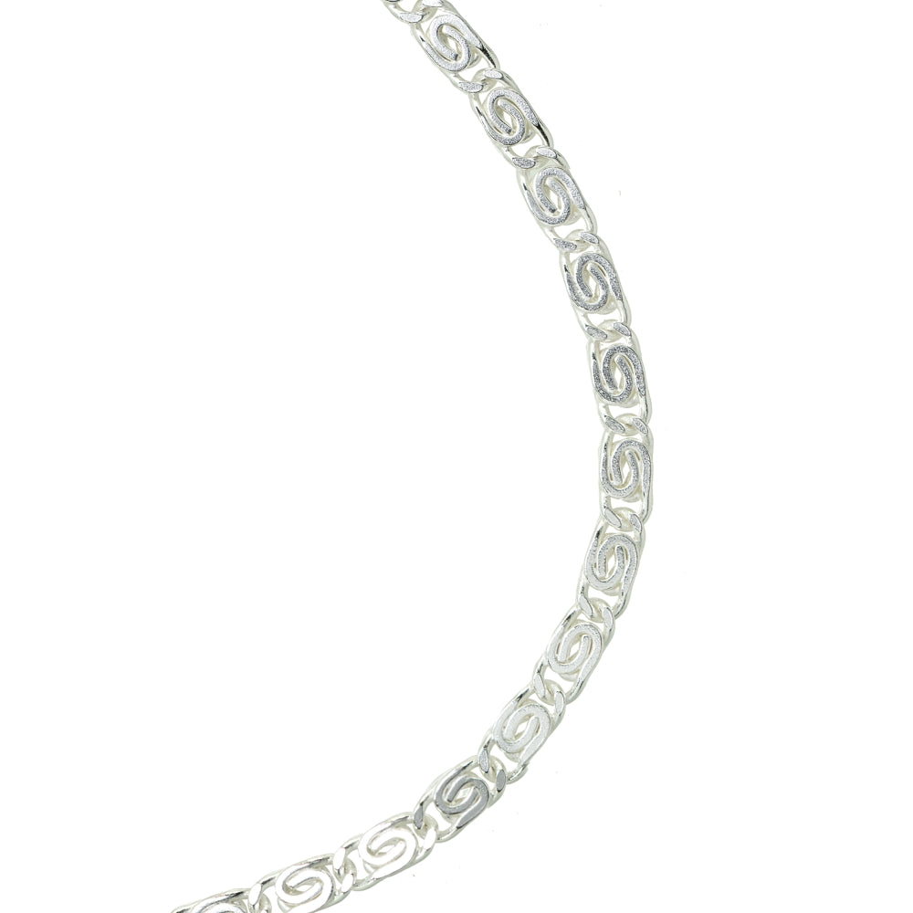 Sterling Silver High Polished Italian Snail Scroll Swirl Link Chain Bracelet, 7 Inches-2