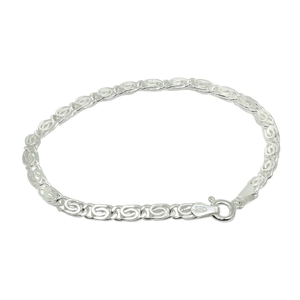 Sterling Silver High Polished Italian Snail Scroll Swirl Link Chain Bracelet, 7 Inches-3