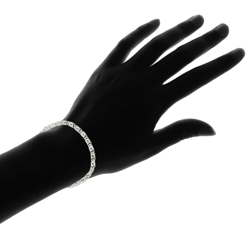 Sterling Silver High Polished Italian Snail Scroll Swirl Link Chain Bracelet, 7 Inches-4