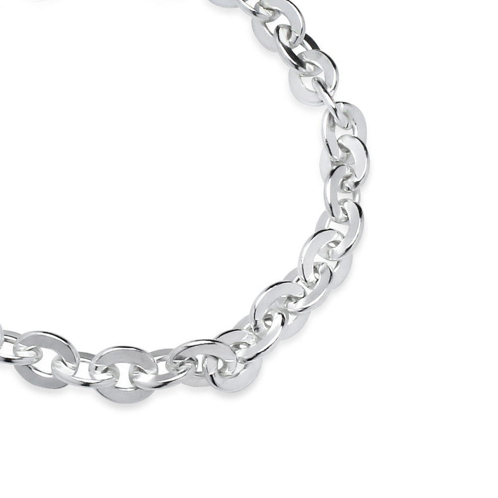 Sterling Silver High Polished Italian Oval Link Chain Bracelet, 7 Inches-2