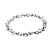 Sterling Silver High Polished Italian Oval Link Chain Bracelet, 7 Inches