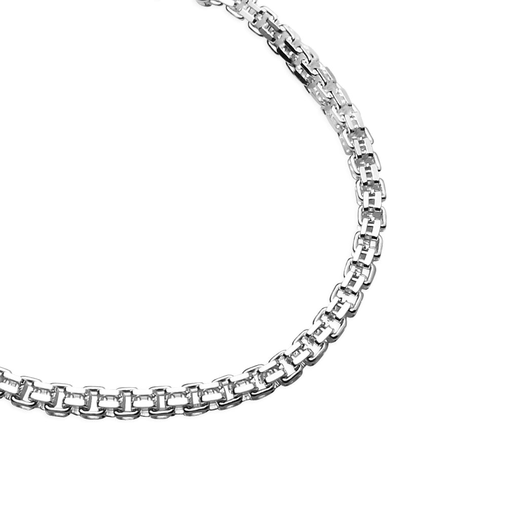 Sterling Silver High Polished Italian Open Box Square Double Link Chain Bracelet, 7 Inches-2