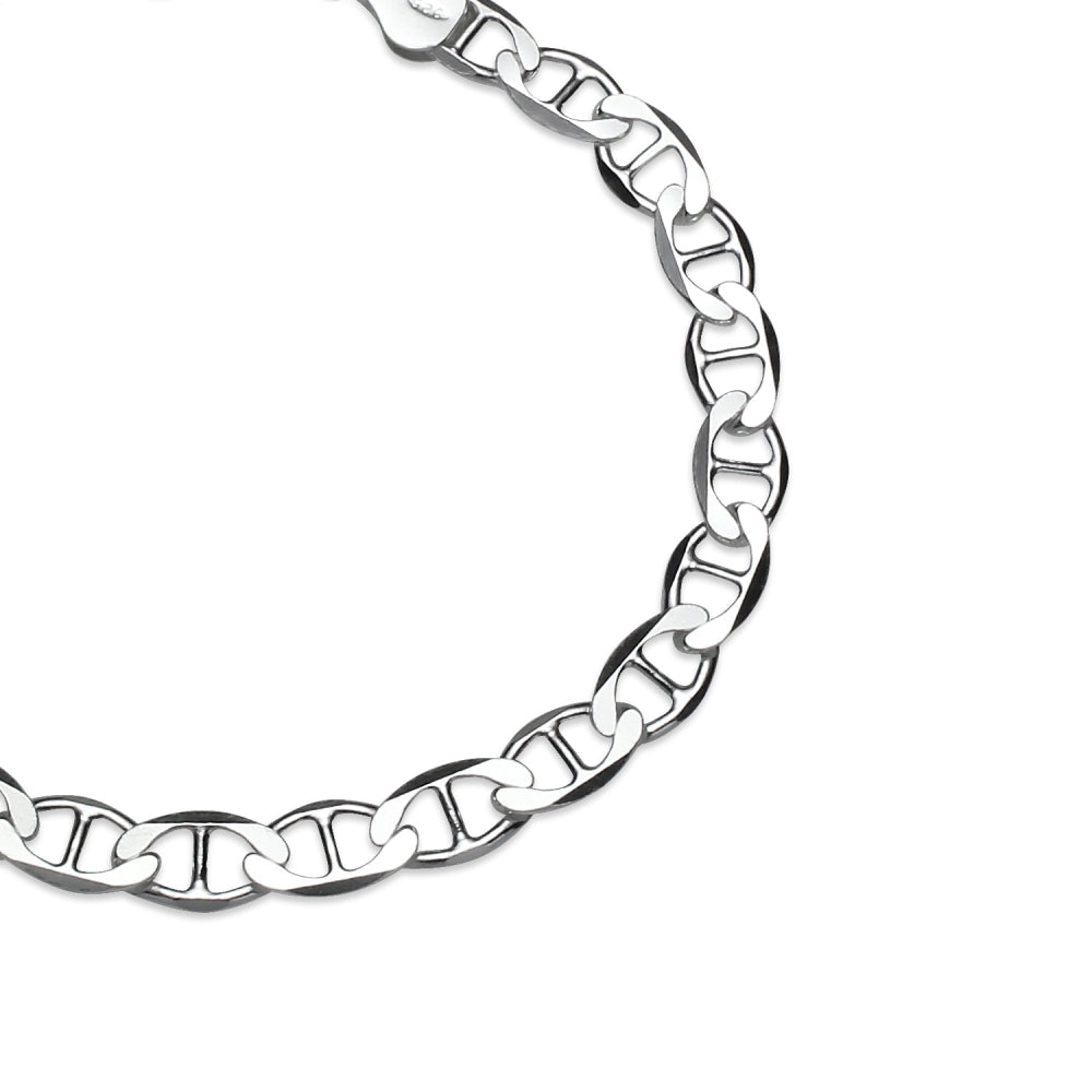 Sterling Silver High Polished Italian Bold Mariner Link Chain Bracelet, 7 Inches-2