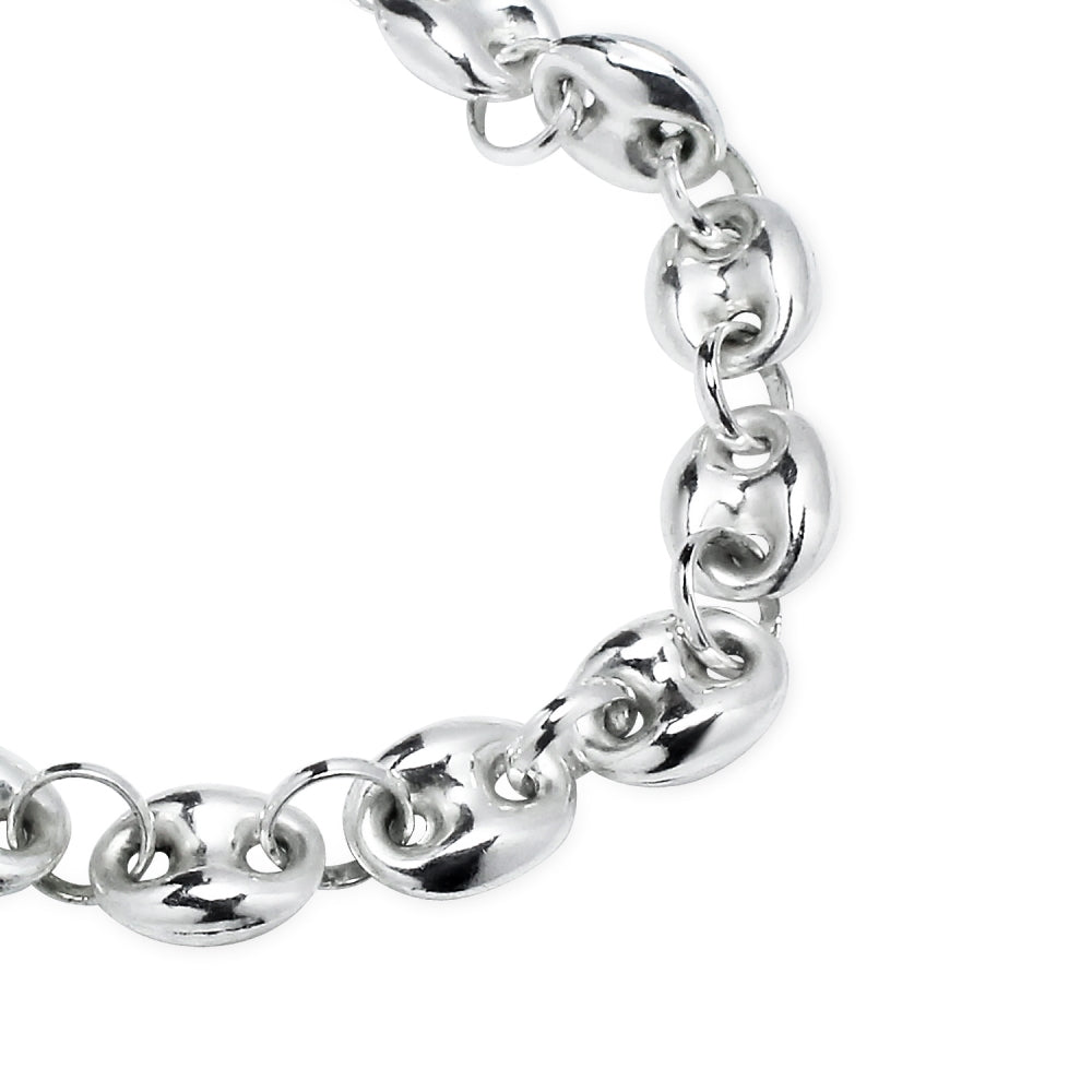 Sterling Silver High Polished Puffed Anchor Mariner Chain Bracelet, 7 Inches-2