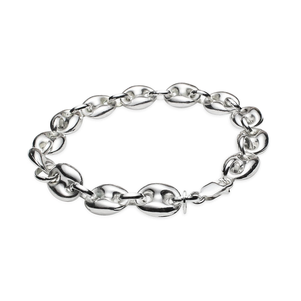 Sterling Silver High Polished Puffed Anchor Mariner Chain Bracelet, 7 Inches-3