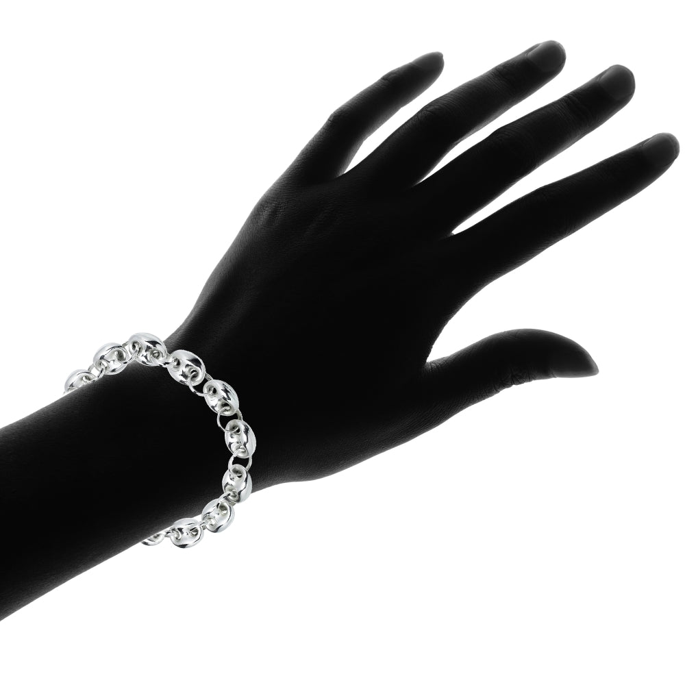 Sterling Silver High Polished Puffed Anchor Mariner Chain Bracelet, 7 Inches-4