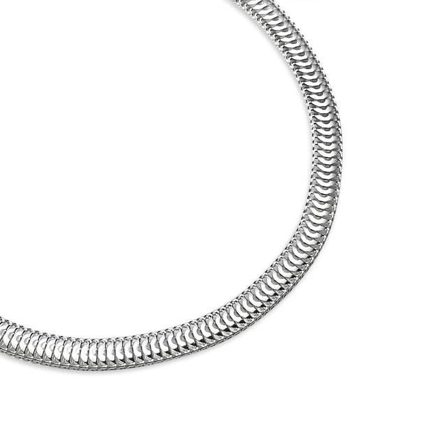 Sterling Silver High Polished Italian 3.5mm Sleek Snake Chain Bracelet, 7 Inches