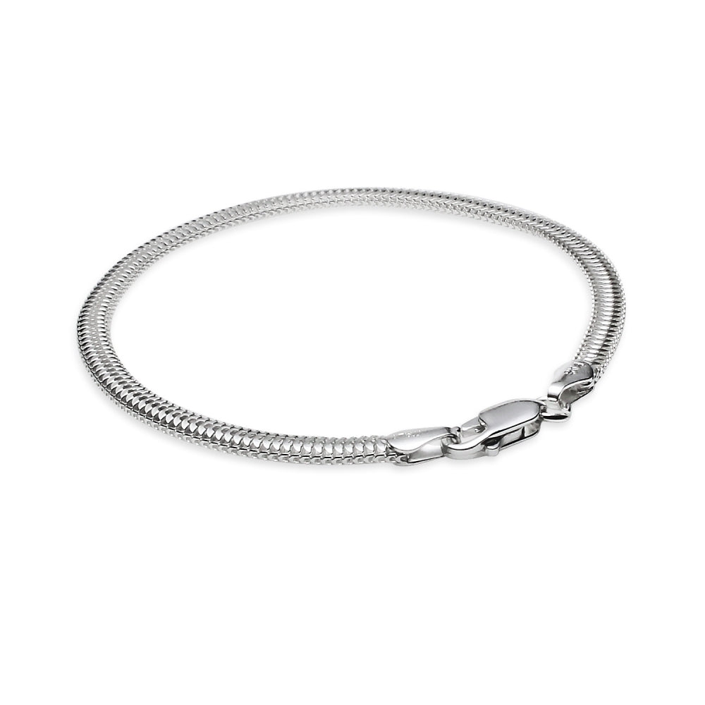Sterling Silver High Polished Italian 3.5mm Sleek Snake Chain Bracelet, 7 Inches-3