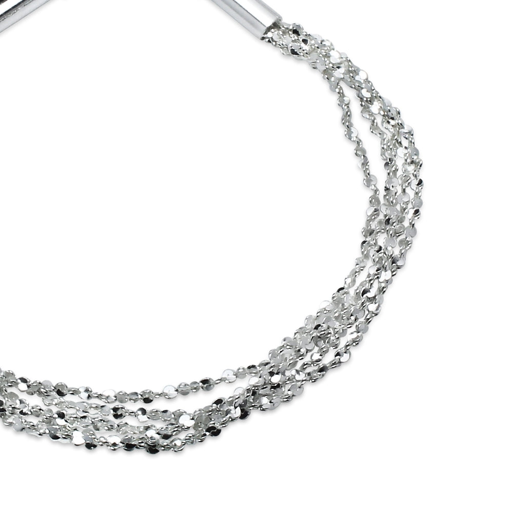 Sterling Silver High Polished Twisted Five Layer Diamond-Cut Chain Bracelet, 8 Inches-2