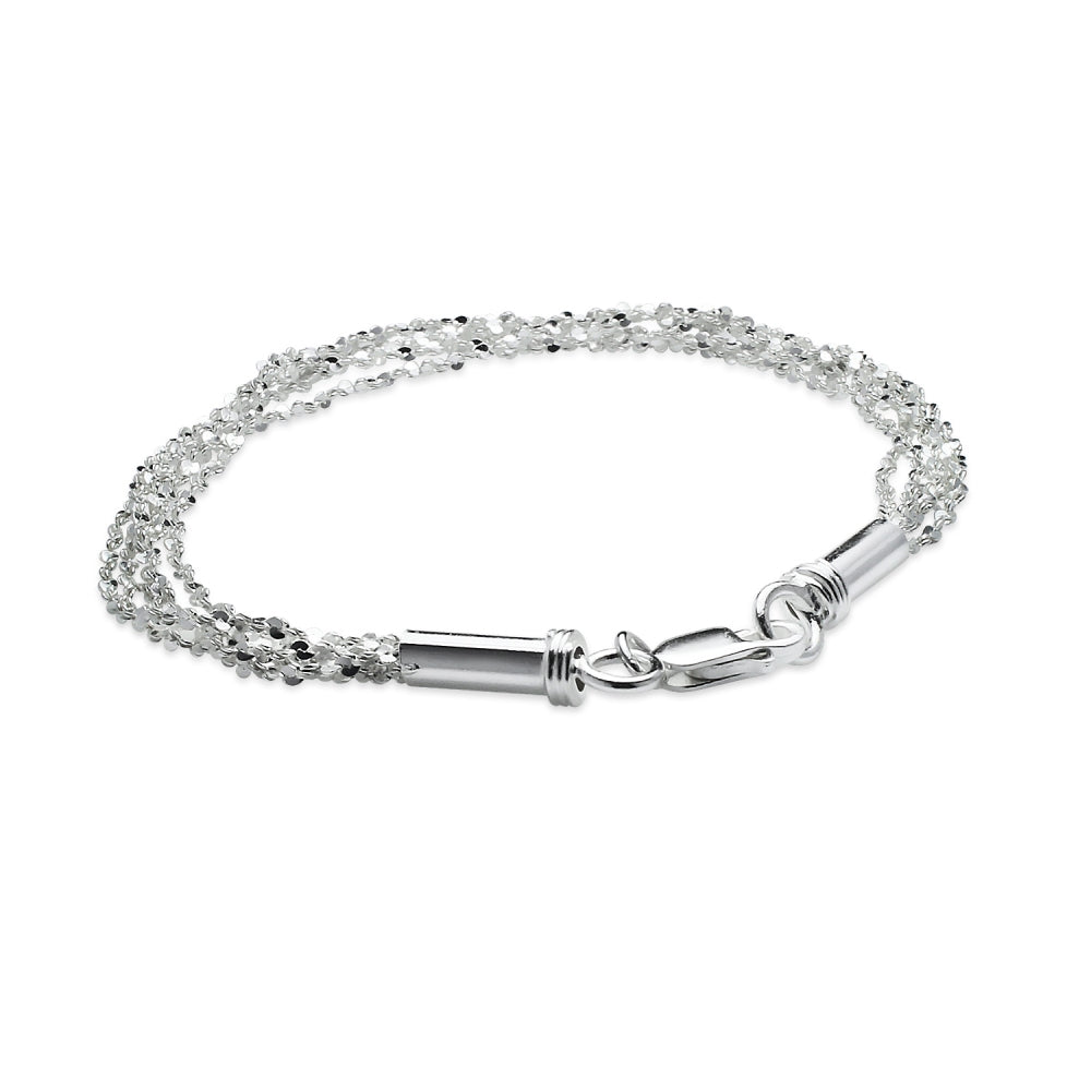 Sterling Silver High Polished Twisted Five Layer Diamond-Cut Chain Bracelet, 8 Inches-3