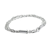 Sterling Silver High Polished Twisted Five Layer Diamond-Cut Chain Bracelet, 8 Inches