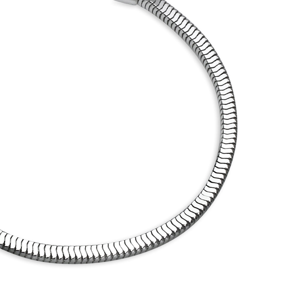 Sterling Silver High Polished 3mm Sleek Square Snake Chain Bracelet, 7 Inches-2