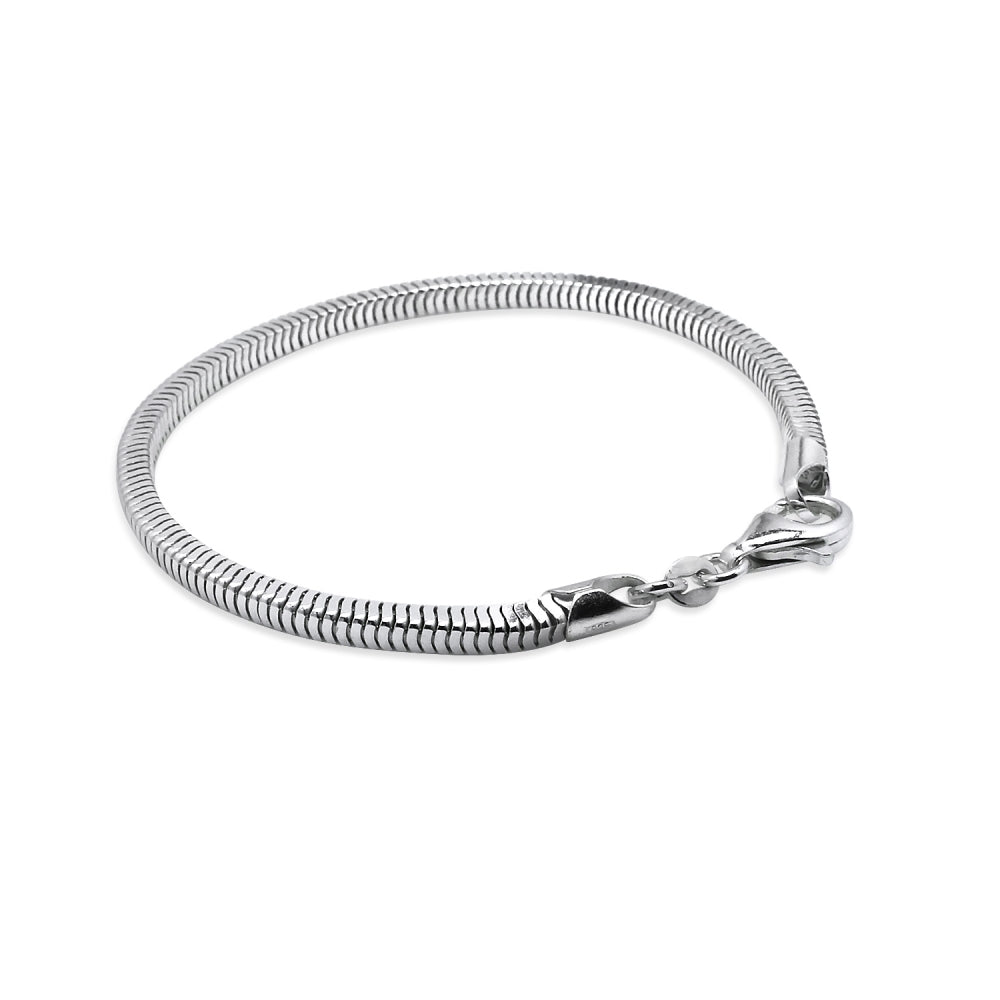 Sterling Silver High Polished 3mm Sleek Square Snake Chain Bracelet, 7 Inches-3