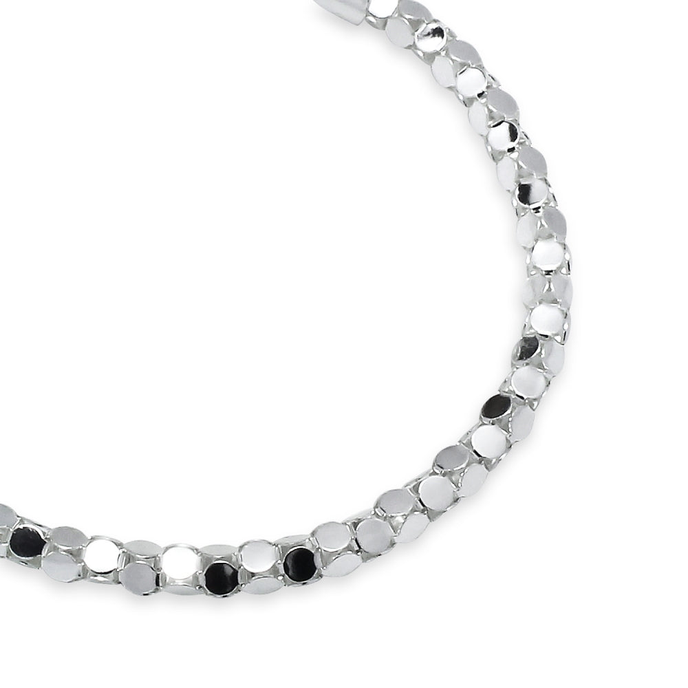 Sterling Silver High Polished Italian Mirror Popcorn Chain Bracelet, 7.25 Inches-2