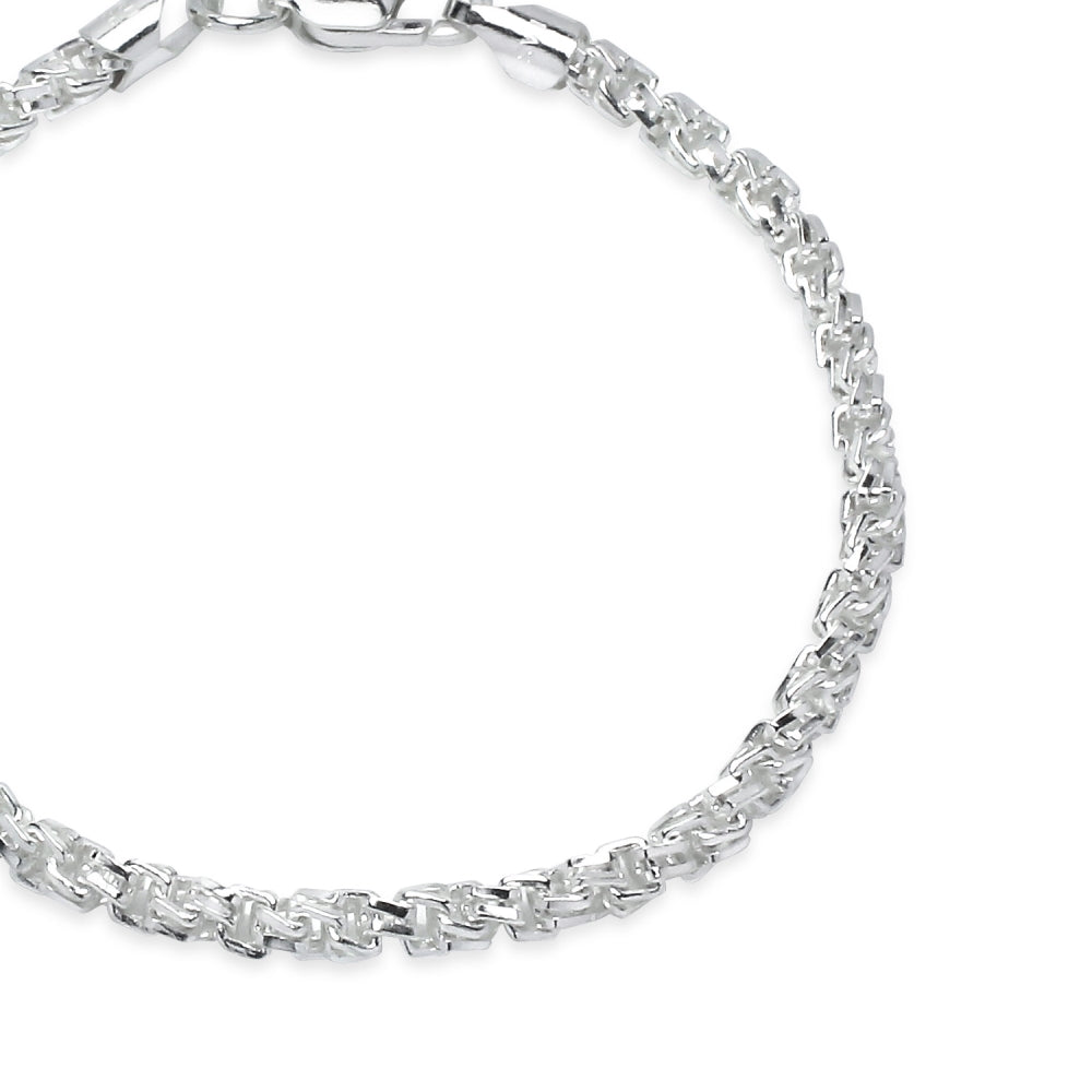 Sterling Silver Polished Italian Twisted Square Box Double Link Chain Bracelet, 7.25 Inches-2