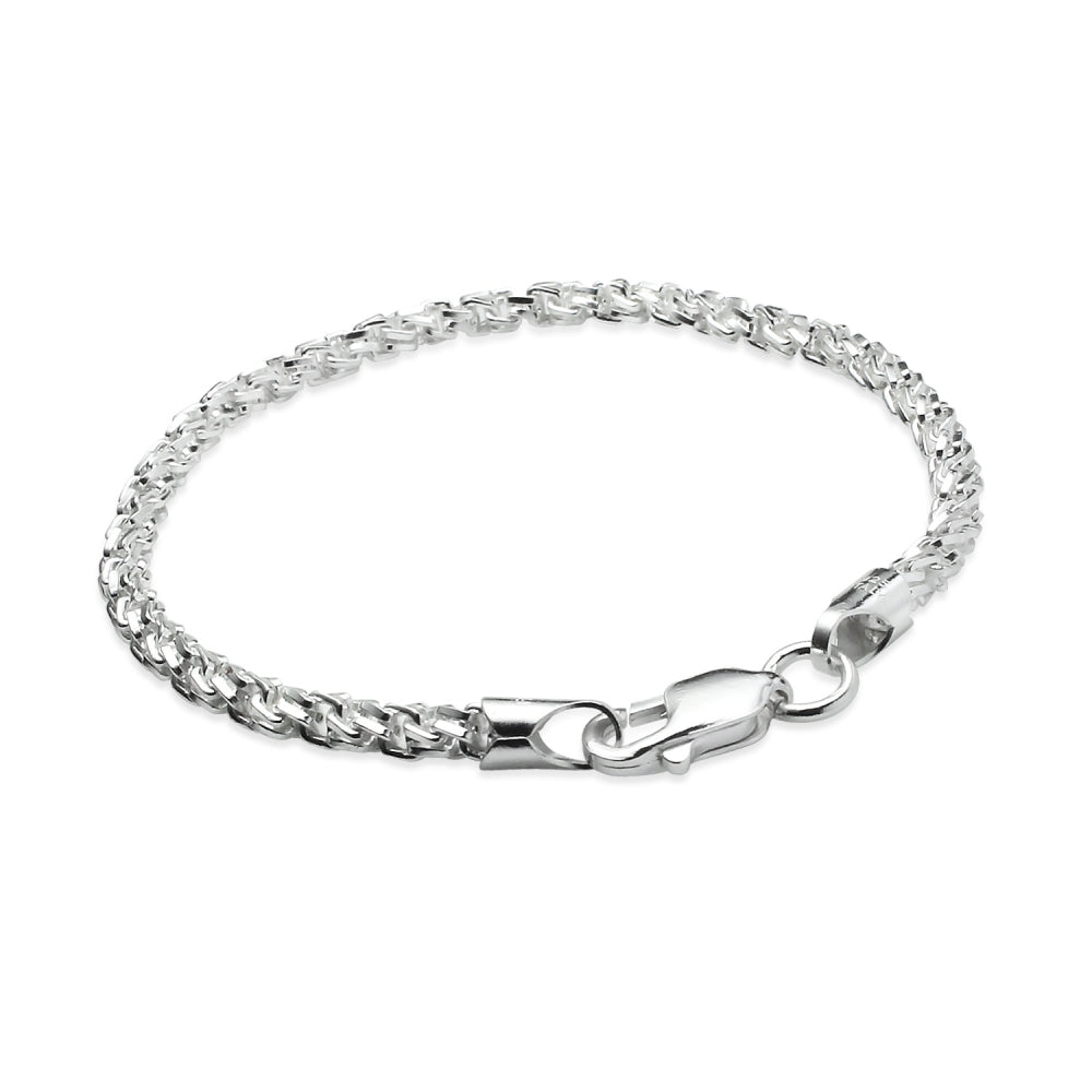 Sterling Silver Polished Italian Twisted Square Box Double Link Chain Bracelet, 7.25 Inches-3