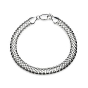 Sterling Silver High Polished Dainty Italian Mesh Tube Chain Bracelet, 7.25 Inches