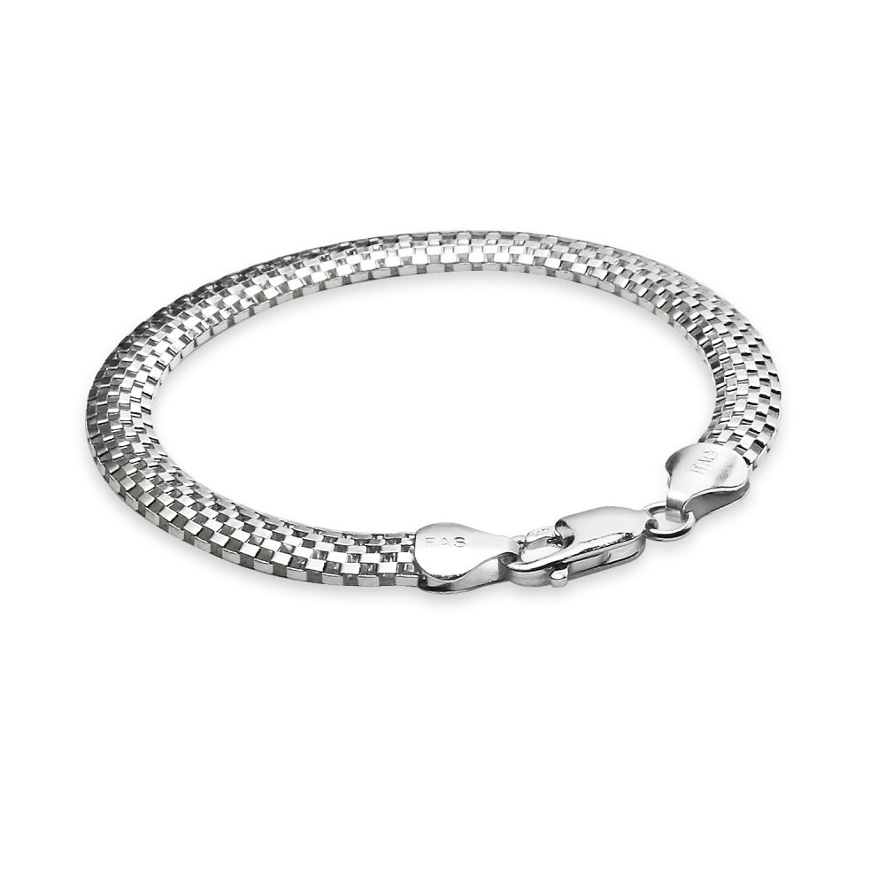 Sterling Silver High Polished Dainty Italian Mesh Tube Chain Bracelet, 7.25 Inches-3