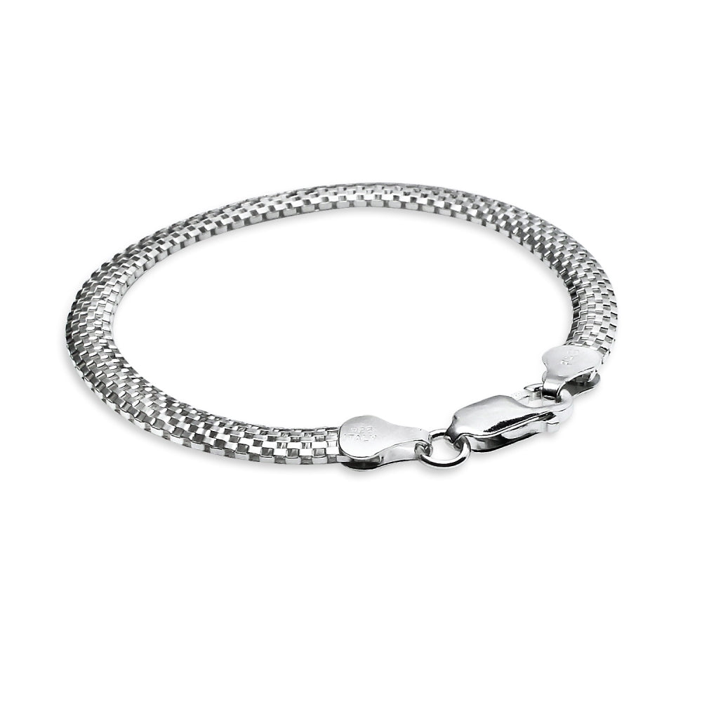 Sterling Silver High Polished Italian Mesh Tube Chain Bracelet, 7 Inches-3
