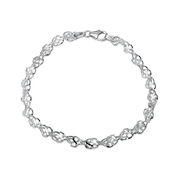 Sterling Silver High Polished Singapore Chain Bracelet, 8 Inches