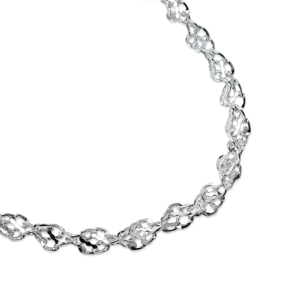 Sterling Silver High Polished Singapore Chain Bracelet, 8 Inches-2
