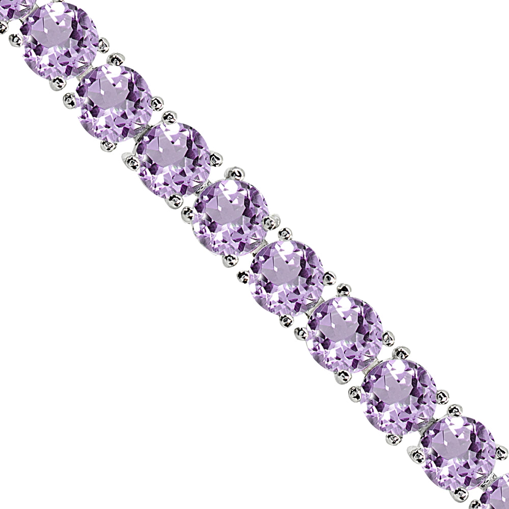 Sterling Silver Amethyst 6mm Round-cut Classic Tennis Bracelet-2