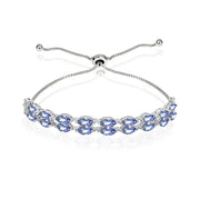 Sterling Silver Tanzanite & White Topaz Marquise-Cut Layered Tennis Style Bolo Bracelet