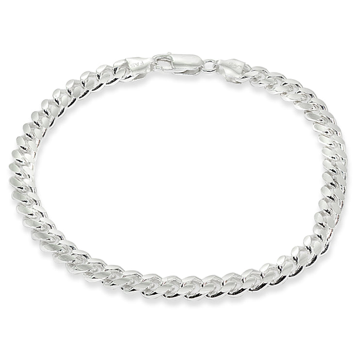 Sterling Silver 6mm Miami Cuban Curb Link Chain Bracelet, 8 Inches