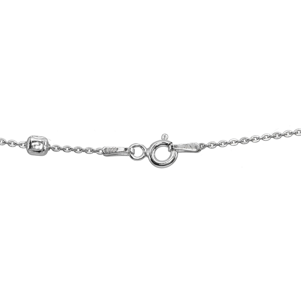 Sterling Silver Italian Polished Square Cube Bead Station Cable Chain Bracelet, 7.5 Inch-2