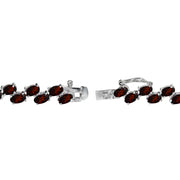 Sterling Silver Garnet 5x3mm Oval Wave Tennis Bracelet