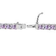 Sterling Silver Amethyst 4mm Princess-Cut Square Classic Tennis Bracelet