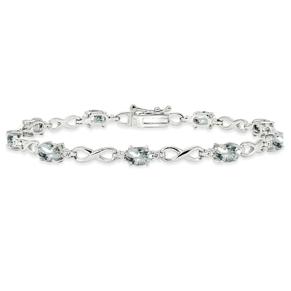 Sterling Silver Light Aqumarine Oval Polished Infinity Classic Tennis Bracelet