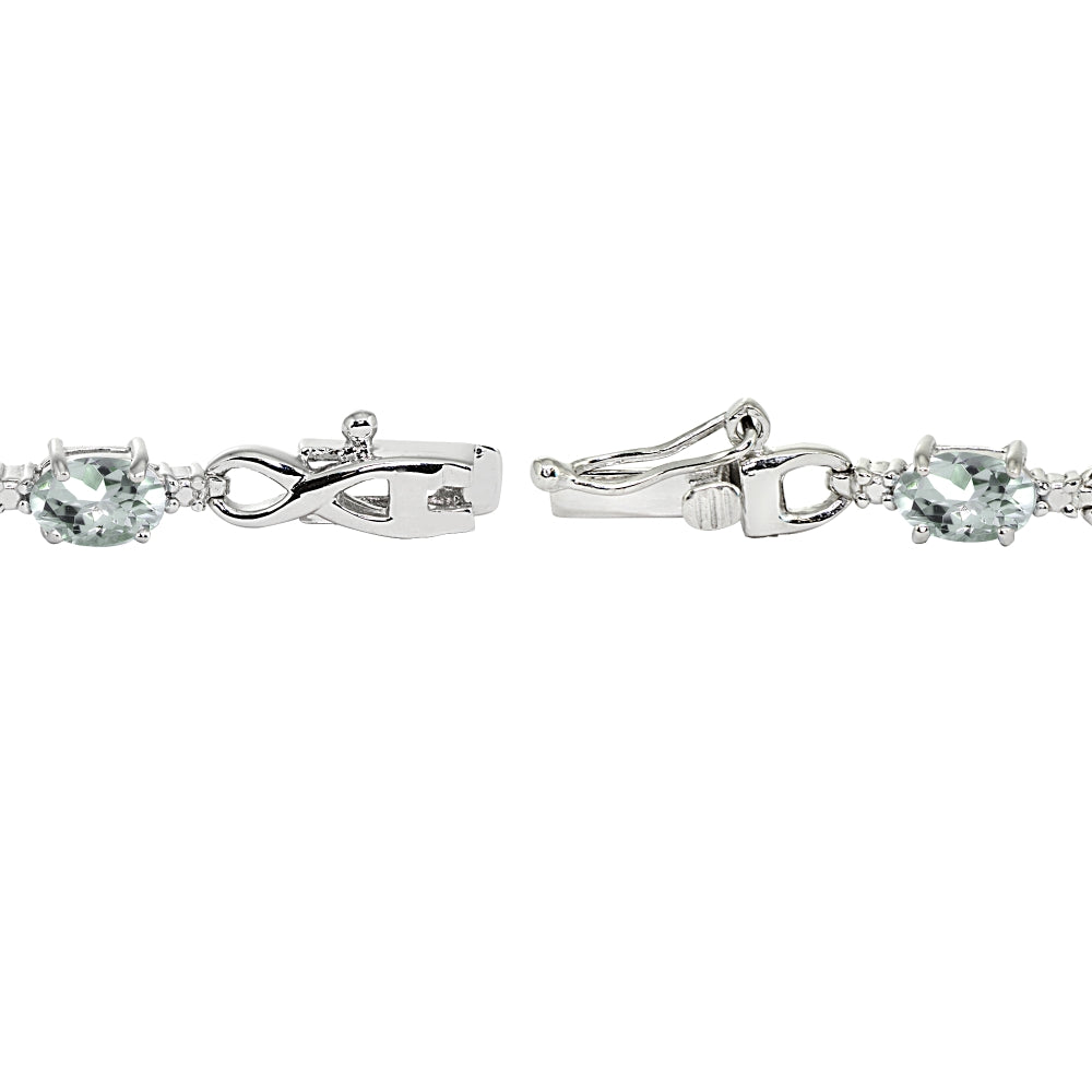 Sterling Silver Light Aqumarine Oval Polished Infinity Classic Tennis Bracelet-2