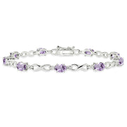 Sterling Silver Amethyst Oval Polished Infinity Classic Tennis Bracelet