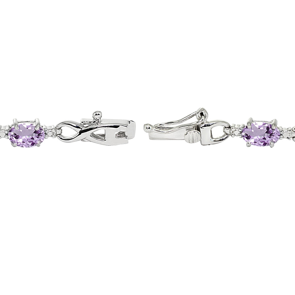 Sterling Silver Amethyst Oval Polished Infinity Classic Tennis Bracelet-2
