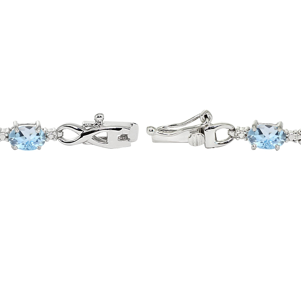 Sterling Silver Blue Topaz Oval Polished Infinity Classic Tennis Bracelet-2