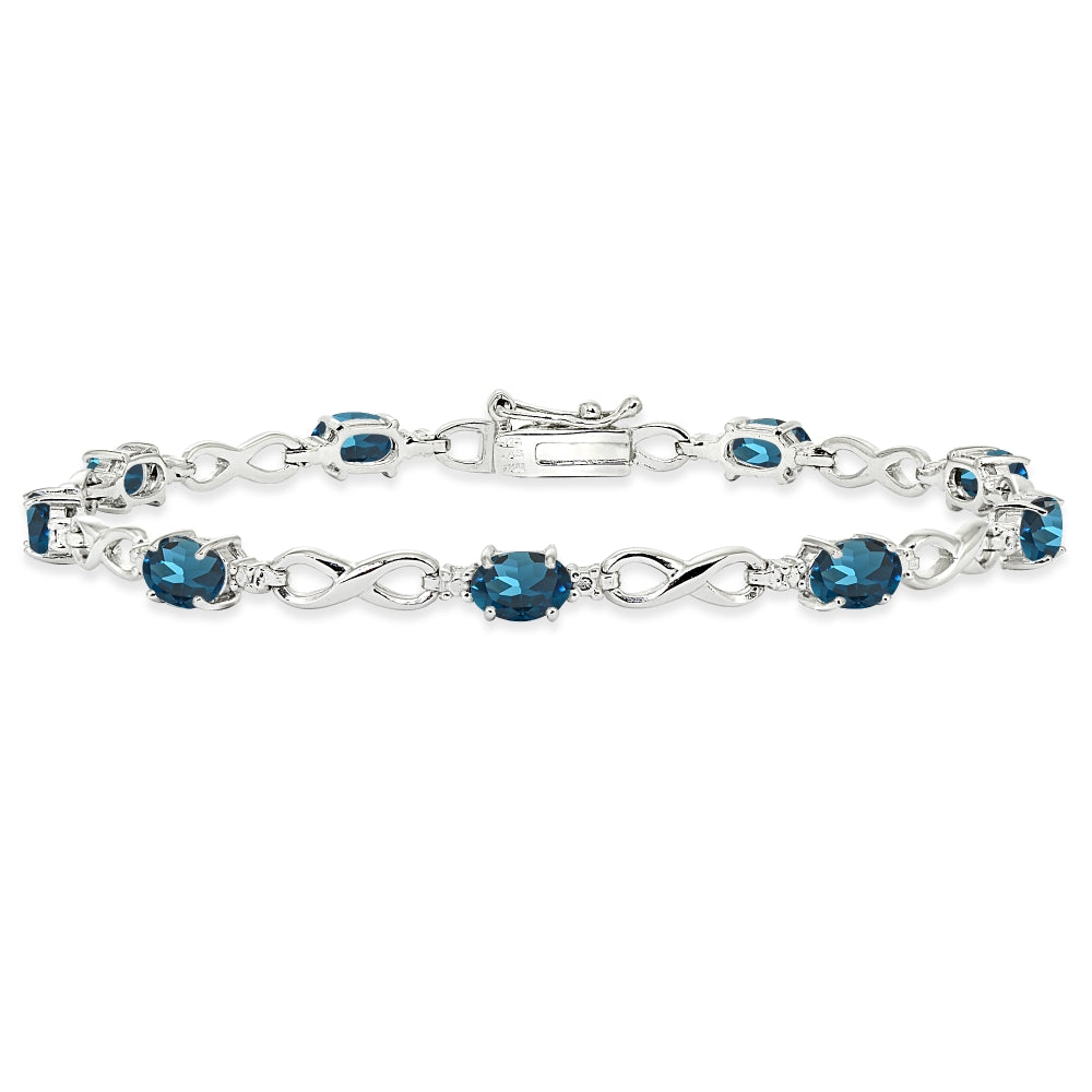 Sterling Silver London Blue Topaz Oval Polished Infinity Classic Tennis Bracelet