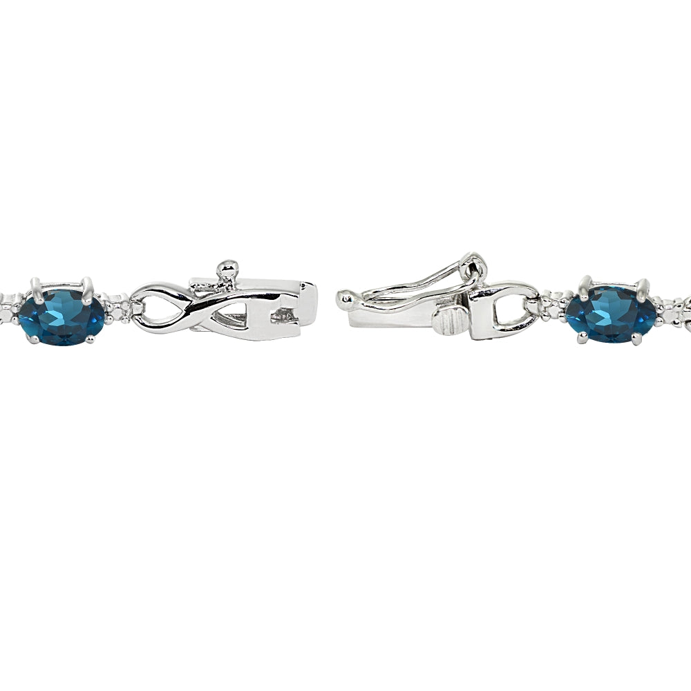 Sterling Silver London Blue Topaz Oval Polished Infinity Classic Tennis Bracelet-2