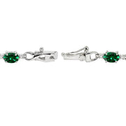 Sterling Silver Created Emerald Oval Polished Infinity Classic Tennis Bracelet