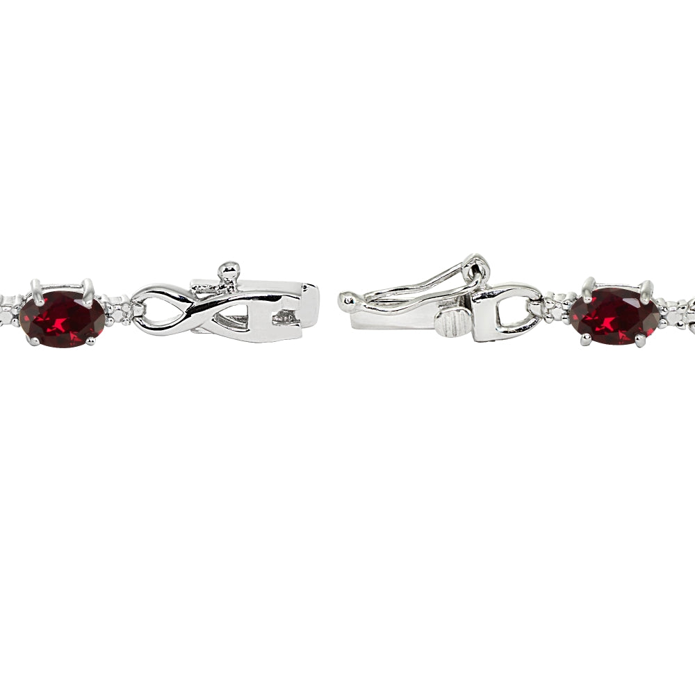 Sterling Silver Created Ruby Oval Polished Infinity Classic Tennis Bracelet-2