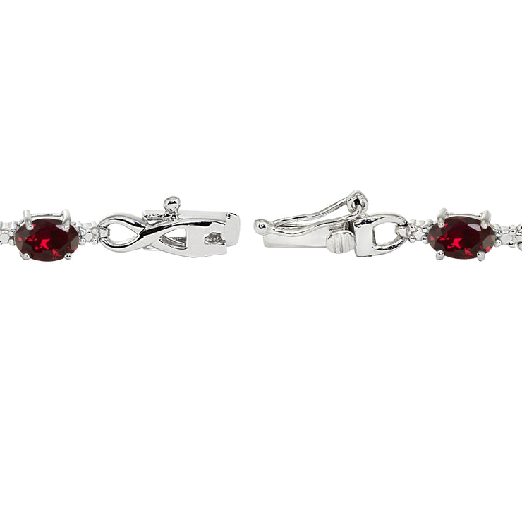 Sterling Silver Created Ruby Oval Polished Infinity Classic Tennis Bracelet
