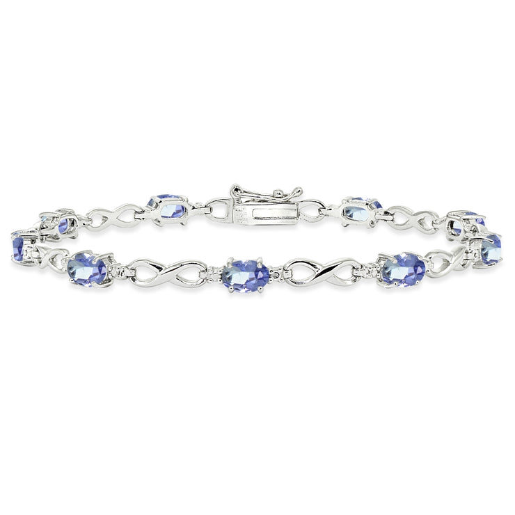 Sterling Silver Tanzanite Oval Polished Infinity Classic Tennis Bracelet